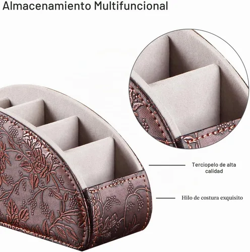 Vista 4 de Soporte de control remoto 5 compartimentos, piel sintética