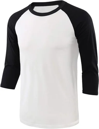 Vista 14 de Camisetas de béisbol deportivas básicas de algodón suave de manga larga raglán 3/4 para hombre