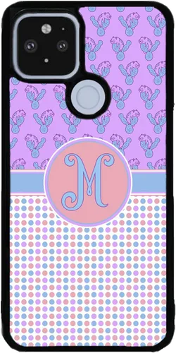 Vista 9 de Cats and Cactuses Polka Dots Personalized Initial Black Rubber Phone Case Compatible With Google Pixel 10, 10 Pro, 10 Pro XL, 9a, 9 Pro, Pixel 9