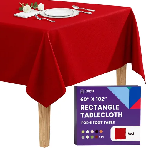 Vista 96 de Gee Di Moda - Mantel rectangular de 60 x 84 pulgadas – Mantel rectangular de poliéster lavable para mesa de 5 pies