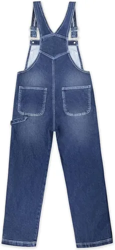 Vista 3 de Hybrid & Company Overol de mezclilla ajustable destruido casual para mujer, overol elástico