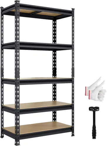 Vista 11 de Big RED Estantería de almacenamiento, 5 niveles ajustables, estantes de garaje de metal resistente/estante de utilidad para cocina, despensa