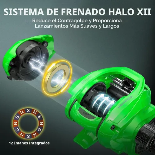Vista 3 de KastKing Zephyr Dual-Tip Baitcaster & Spinning Fishing Rod and Reel Combo Verde neón