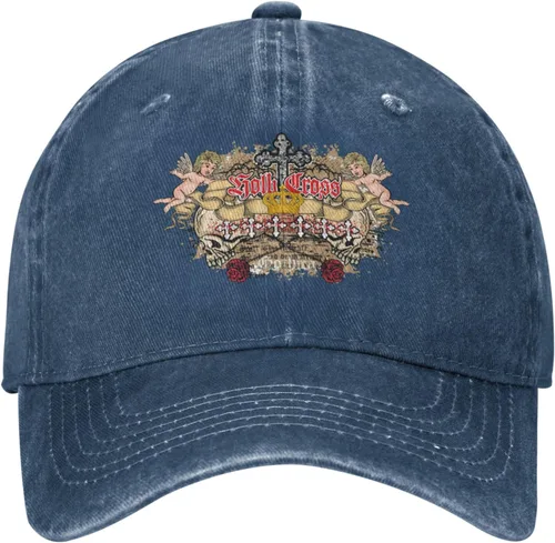 Vista 2 de Sombrero de vaquero de moda para hombre y mujer, ajustable para cuatro estaciones, gorra de béisbol del infierno con ángel, azul marino, Azul marino