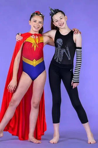 Vista 5 de Destira Super Hero Gymnastics Leotard for Girls, Red Yellow & Blue
