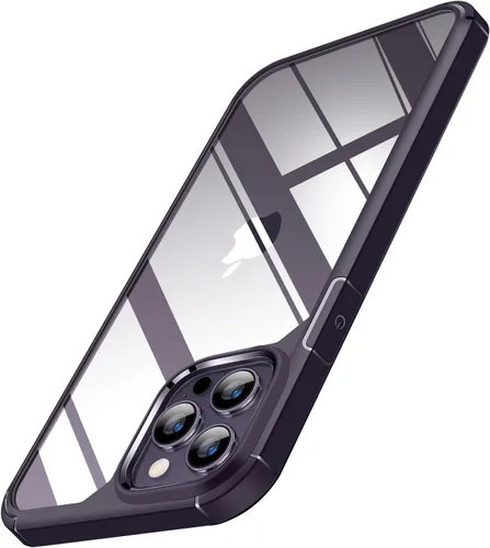 Vista 16 de TENDLIN Funda magnética compatible con iPhone 14 Pro [compatible con MagSafe] funda protectora suave transparente de parte trasera dura (morado)