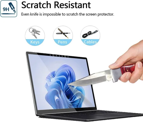 Vista 4 de Megoo Protector de pantalla de vidrio templado para laptop Microsoft Surface de 15 pulgadas, resistente a los arañazos, ultra transparente, suave al