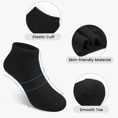 Vista 2 de Auranso 12 pares de calcetines deportivos transpirables para niños y niñas, calcetines de algodón de corte bajo