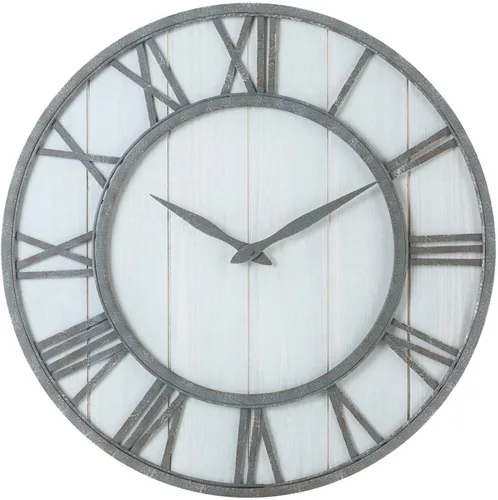 Vista 15 de Oldtown Farmhouse - Reloj de pared silencioso (de metal y madera maciza)