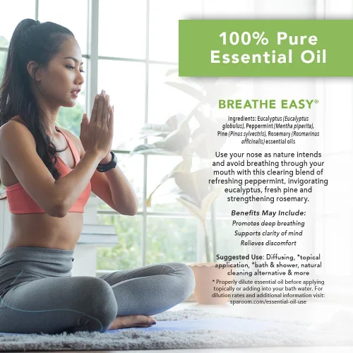 Vista 2 de SpaRoom Aromaterapia Aceite esencial 100% puro sin diluir, Breathe Easy Sinusal, 0.3 fl oz