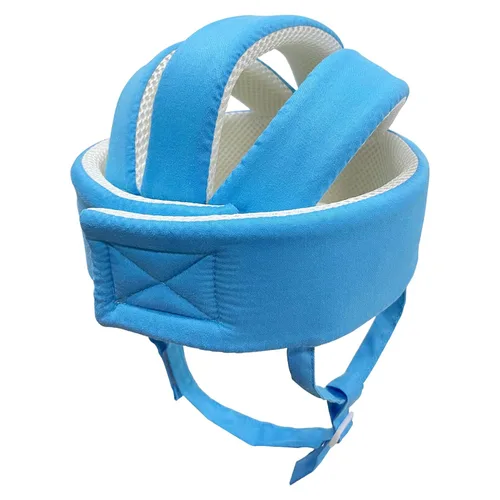 Vista 4 de Casco de bebé para niños pequeños, protector de cabeza para bebé, arnés de protección, suave y ajustable, protector de cabeza (azul)