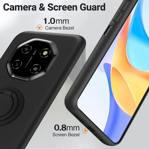 Vista 2 de Funda compatible con Blackview Shark 6/Oscal Tiger 8 con protector de pantalla, soporte de anillo giratorio de 360°, TPU a prueba de golpes, funda