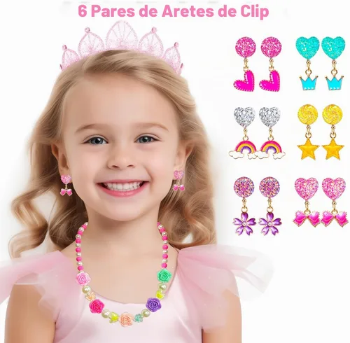 Vista 4 de ELEMIRSA Conjuntos de joyas para niñas pequeñas, accesorios de vestir, juego de juguete para niños pequeños