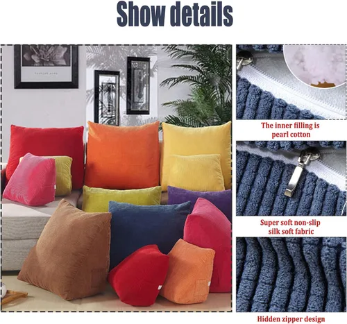 Vista 3 de Almohada triangular de lectura y reposo en cama, almohada triangular para respaldo de lectura, respaldo de espalda, cojín de cuña suave para cama
