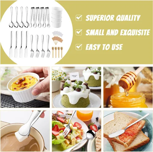 Vista 4 de Accesorios para tableros de charcutería, 64 piezas, juego de cuchillos para esparcidor de mantequilla de queso, utensilios de charcutería, mini