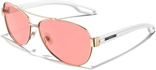 Vista 22 de CARFIA Aviator Polarized Sunglasses for Women UV400 Protection CA3210 Lente degradado azul