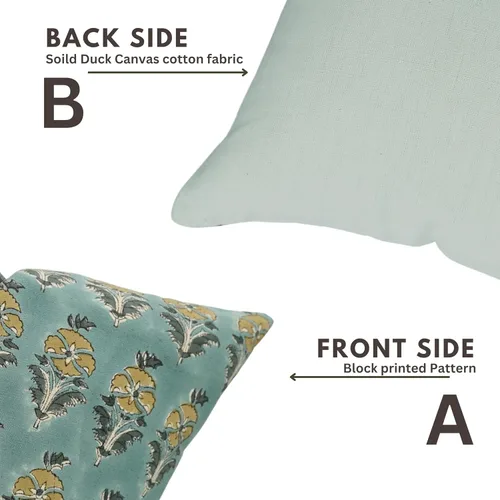 Vista 3 de Fundas de almohada hechas a mano con estampado de bloques de 14 x 14 pulgadas, tela de lona de pato, decoración para sofá, cama, interior, exterior