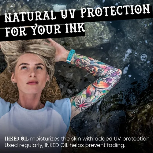 Vista 3 de Ink Oil Aceite orgánico para tatuajes para curación, loción natural para cuidado posterior de tatuajes con aceites esenciales de grado terapéutico