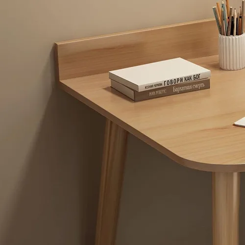 Vista 5 de Escritorio de estudio de oficina contemporáneo, escritorio contemporáneo para computadora, escritorio de trabajo con patas de madera, blanco, sin