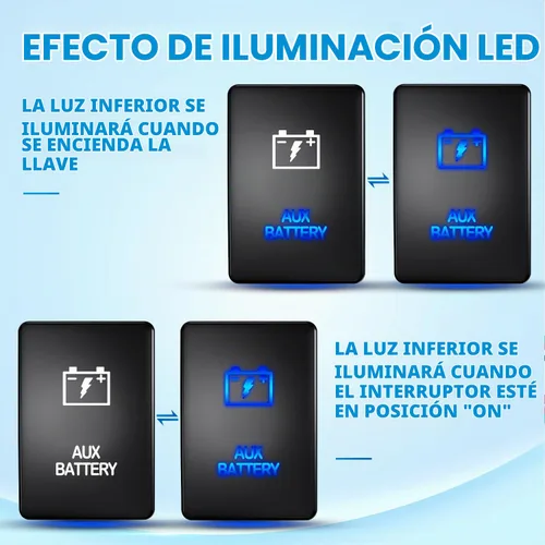 Vista 4 de Nilight Interruptor de Batería de Botón de Encendido/Apagado AUX 12V con Cable Conector Kit de Reemplazo de 1.28" x 0.87" para Toyota Sequoia