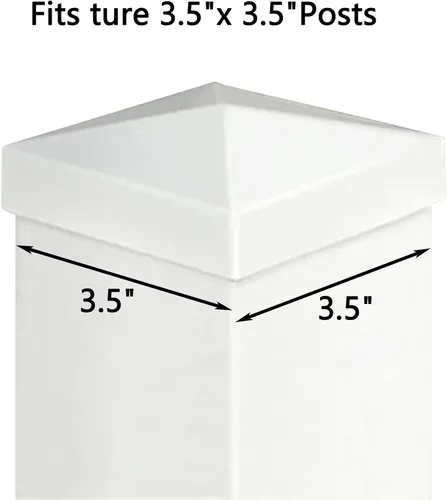 Vista 5 de 4 paquetes de tapas de vinilo estilo pirámide de 3.5 pulgadas para postes de valla de vinilo de 3.5 x 3.5 pulgadas, PVC blanco/vinilo