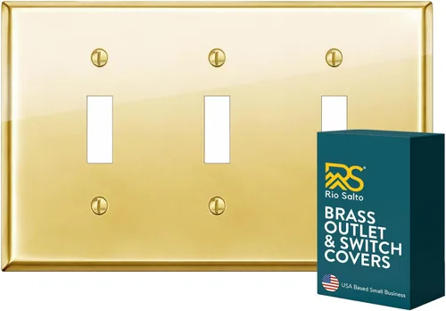 Vista 77 de Rio Salto BRASS Signature Collection MIDSIZE - Placa de pared de metal dorado para interruptor de luz o cubierta de tomacorriente, placa de pared