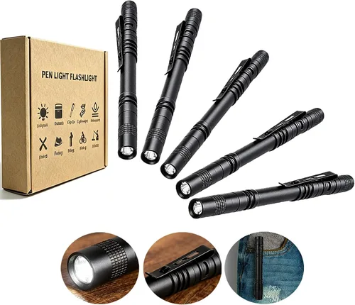 Vista 12 de Linterna de la pluma,2PCS llevó las linternas de la luz de la pluma con el clip,Mini linterna de bolsillo pequeña linterna de inspección de Penlight