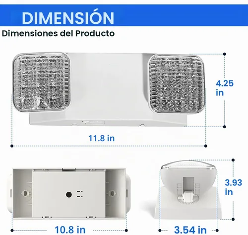 Vista 5 de Luces de emergencia LED con batería de respaldo, certificado UL 924
