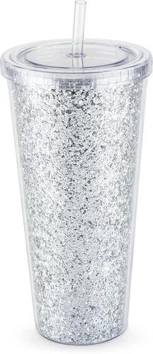Vista 7 de Blush Lindo vaso iridiscente para bebida, reutilizable, a prueba de fugas, para viajes, plástico transparente, delgado, taza de café helado
