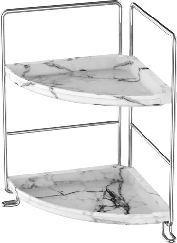 Vista 9 de Estante esquinero para especias de 2 niveles, organizador de maquillaje, apilable, soporte para cosméticos, estante de mostrador para baño, cocina