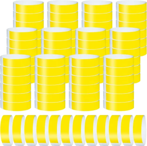 Vista 5 de 1200 piezas de pulseras de papel de plástico para eventos, pulseras de color neón para conciertos, pulseras de identificación, pulseras de papel