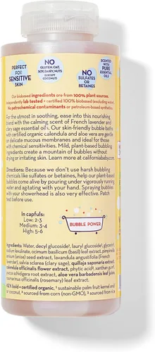 Vista 2 de California Baby Baño de burbujas de caléndula Baño de burbujas para niños 100% a base de plantas Baño de burbujas relajante lavanda Varita