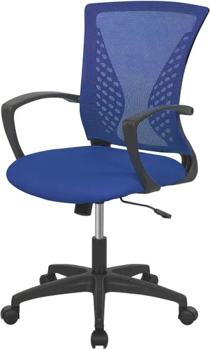 Vista 13 de Silla de oficina FDW para el hogar, con respaldo de altura media, para computadora, con soporte lumbar giratorio, ajustable, para trabajo, Negro