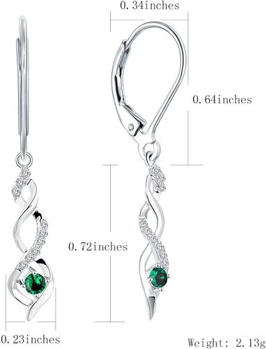 Vista 2 de JO WISDOM - Aretes colgantes de plata de ley 925 con circonita cúbica AAA