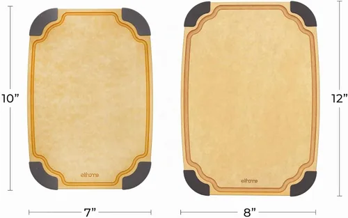 Vista 7 de Elihome Essential Series - Juego de tablas de cortar de madera 2 en 1 para cocina, tabla de madera para cortar verduras, pan, queso, carne