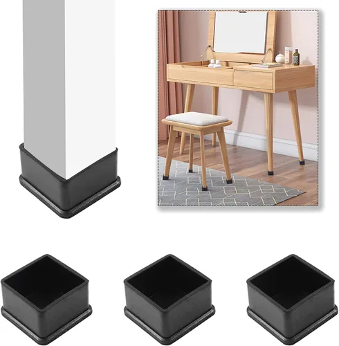 Vista 5 de Uenhoy 8 tapas cuadradas de goma antideslizantes para patas de silla, protectores de suelo de 2 x 2 pulgadas (paquete de 2)