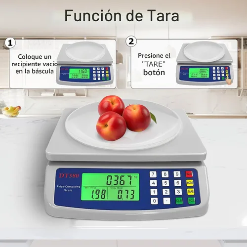 Vista 6 de Báscula comercial de alimentos de 66.1 lbs/66 libras, báscula digital grande de cocina para hornear, cocinar, pan, carne, peso, precio, báscula