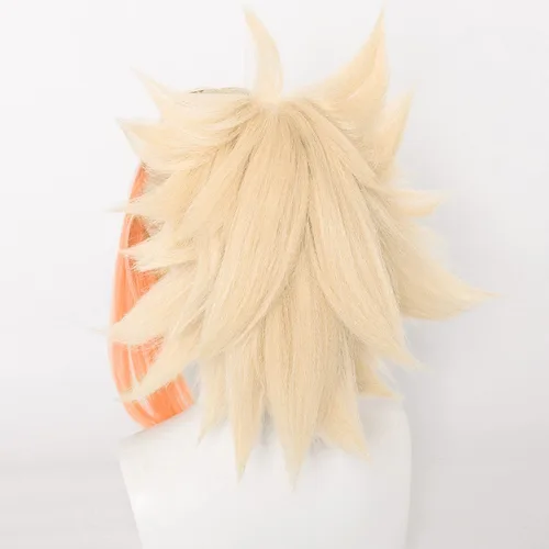 Vista 5 de LABEAUTÉ Yoimiya Cosplay de Genshin Impact - Peluca corta de dos trenzas para mujer