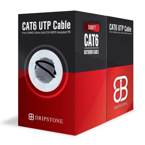 Vista 8 de Dripstone Cable Ethernet de entierro directo CAT6 23AWG CCA UTP sólido, aislamiento de HDPE impermeable, cubierta de polietileno (PE) para Negro