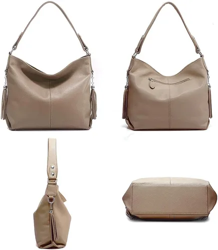 Vista 70 de Moda suave cuero genuino borla mujer bolso señoras hombro mensajero hobo bolso