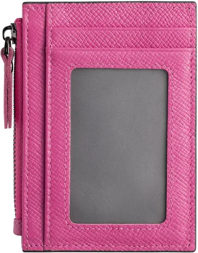 Vista 14 de Cartera delgada para mujeres de piel pequeña con bloqueo RFID, tarjetero minimalista con bolsas para monedas y fundas, Negro, Moderno