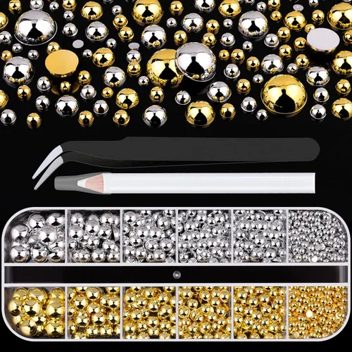 Vista 9 de 2700 perlas de espalda plana para manualidades de perlas para uñas