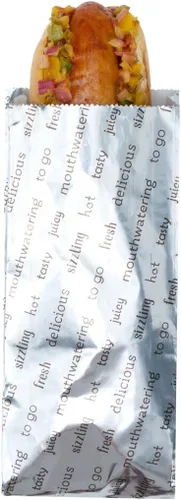 Vista 14 de Restaurantware -Bag Tek - Bolsas de comida forradas con papel de aluminio de 3.7 x 1.2 x 9.1 pulgadas, 100 envoltorios desechables para perros