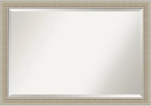 Vista 8 de Amanti Art Espejo de baño de madera, espejo de pared plateado Mezzo para usar como espejo de tocador de baño sobre fregadero (23.5 x 19.5 pulgadas)