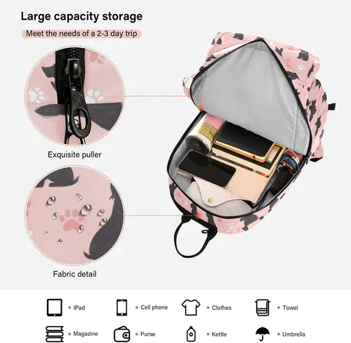 Vista 6 de Tennis Sport Bag for Women Waterproof Black Scottish Terrier Paw Peach 2 Rackets Tennis Racket Cover Bag Gym Bag for Tennis, Badminton, Pickleball