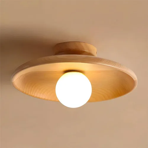 Vista 4 de Lámpara de techo poco profunda con forma de platillo de madera cerca de la lámpara de techo Simplicity Luz de montaje semiempotrado con bombilla G9