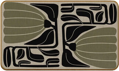 Vista 13 de Tapete abstracto bohemio negro y dorado, moderno, negro, blanco y dorado, antideslizante, para puerta delantera, porche, interior, exterior