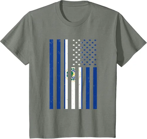 Vista 61 de El Salvador Shirt - El Salvador USA America Flag Men Women T-Shirt