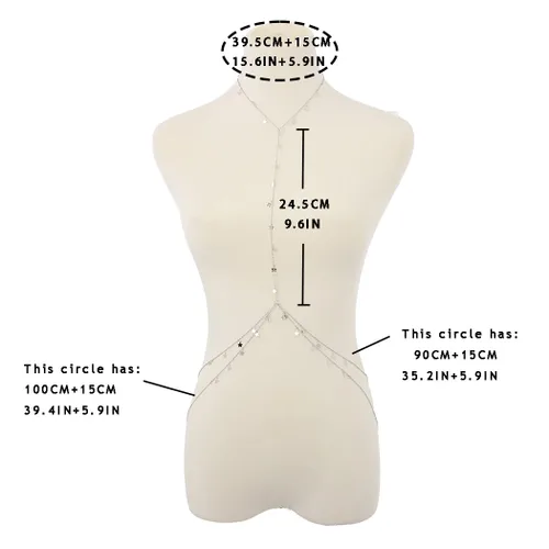 Vista 6 de Bounzhi Cadena de cuerpo sexy de plata con diseño de cruz de bikini en la cintura del vientre y cadenas de cuerpo con borla de estrella, collar