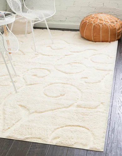 Vista 12 de Rugs.com - Alfombra de la colección Botanical Shag, alfombra de pelo de 4 x 6 pies color beige perfecta para salas de estar, comedores grandes